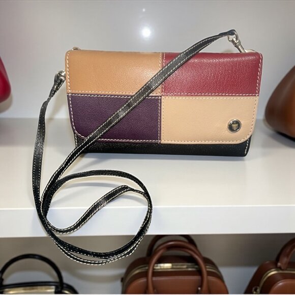 Divinity Organizer Wallet Multicolor Leather Bi-fold Framed KIss Lock Clutch - Picture 1 of 9